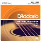 D'addario EJ41 Phosphor Bronze 09-45, 12-kielisen kitaran kielisarja 